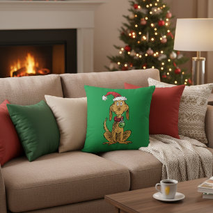 Max the Dog in Santa Hat Throw Pillow