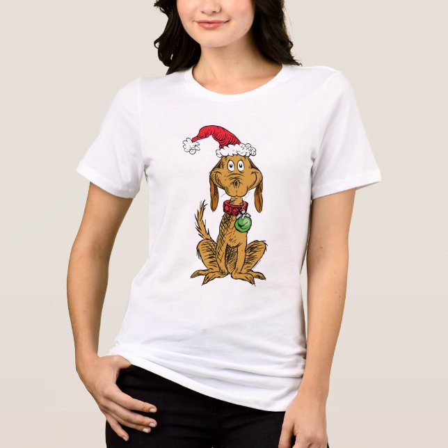 Max the Dog in Santa Hat Tri-Blend Shirt (Front)