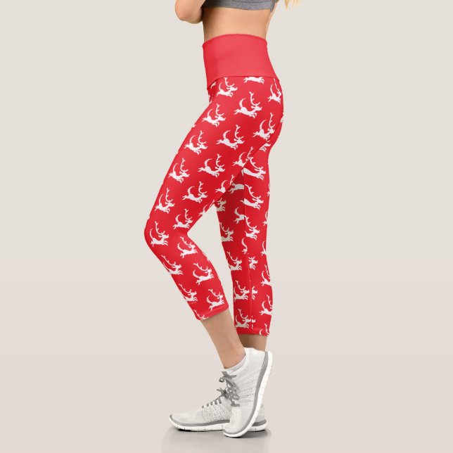 Max the Reindeer Silhouette Capri Leggings (Left)