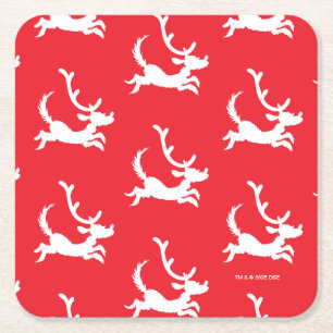 Max the Reindeer Silhouette Square Paper Coaster