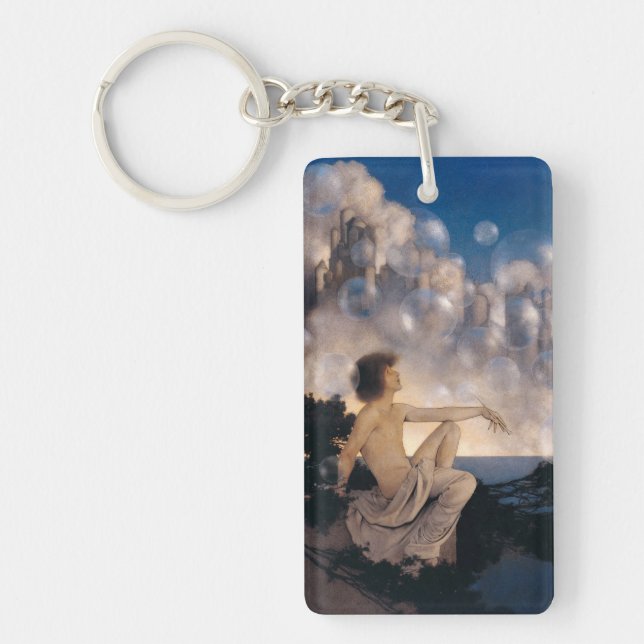 Maxfield Parrish Air Castles 1904 Vintage Fantasy  Keychain (Front)