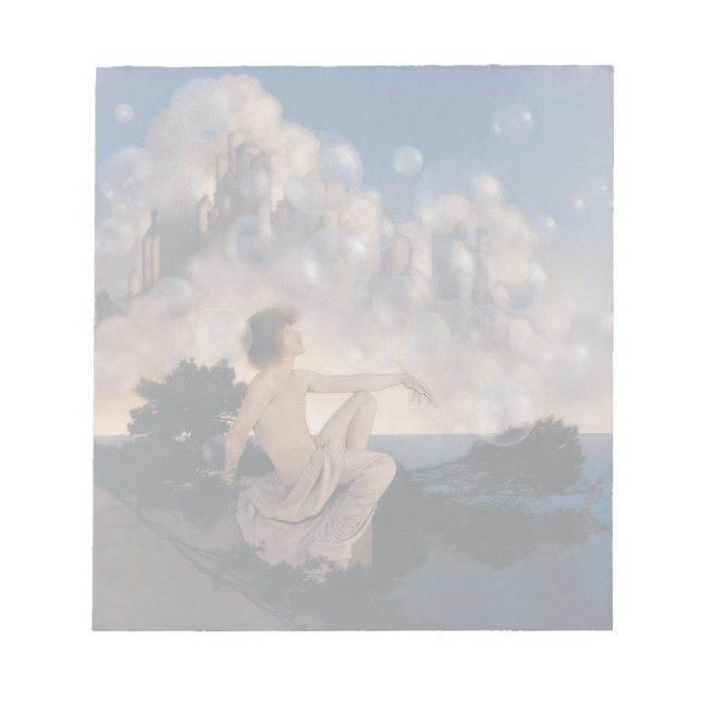 Maxfield Parrish Air Castles 1904 Vintage Fantasy  Notepad (Front)