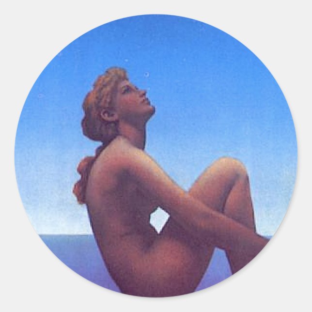 "Maxfield Parrish Stars" Classic Round Sticker (Front)