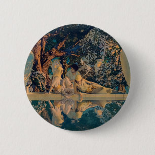 Maxfield Parrish The Garden of Allah 1918 Fine Art 2 Inch Round Button