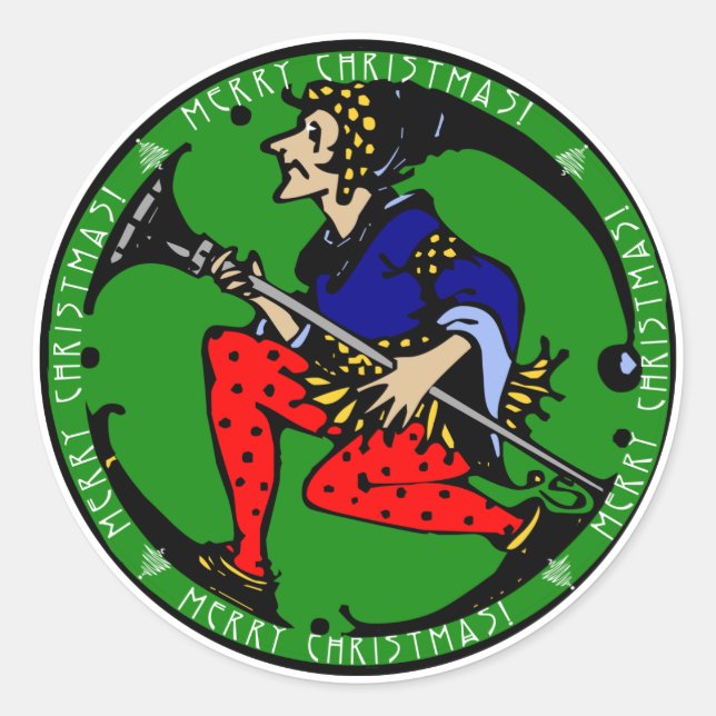 Maxfield Parrish-y Christmas Elf Classic Round Sticker (Front)