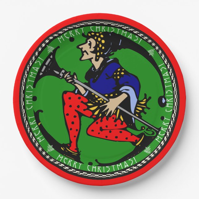 Maxfield Parrish-y Christmas Elf (Cookie Tray) Paper Plate (Front)