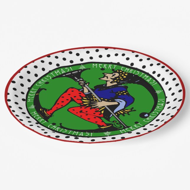 Maxfield Parrish-y Christmas Elf Paper Plate (Angled)