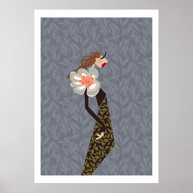 Maxi Flower Accessory Fashion Illustration Poster (Front)