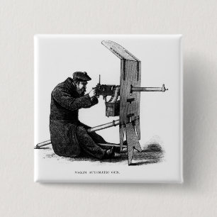 Maxim Automatic Gun 2 Inch Square Button