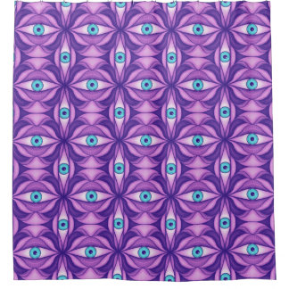 Maximalist Abstract Botanical Eye Pattern Purple
