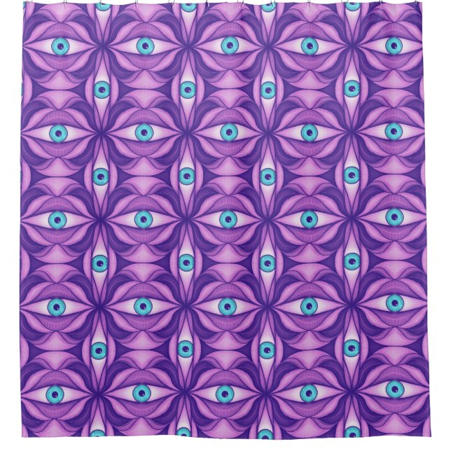 Maximalist Abstract Botanical Eye Pattern Purple (Front)