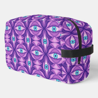 Maximalist Abstract Botanical Eye Pattern Purple Dopp Kit