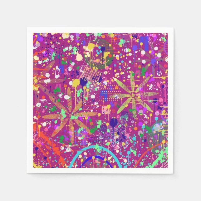 Maximalist Abstract in Bold Colour Napkin (Front)