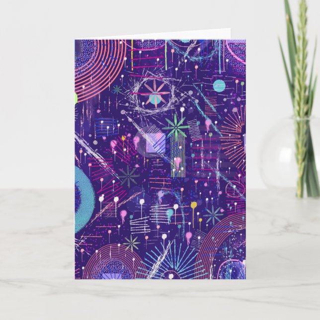 Maximalist Abstract on Purple Card (Front)