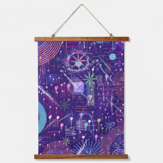 Maximalist Abstract on Purple Hanging Tapestry