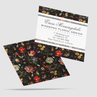 Maximalist Baroque Floral Square Business Card
