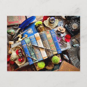 Maximalist Bibliophile Holiday Postcard