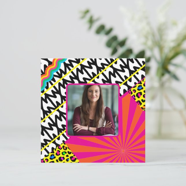 Maximalist Birthday Photo Patterns Colourful   Thank You Card (Standing Front)