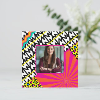 Maximalist Birthday Photo Patterns Colourful Thank You Card