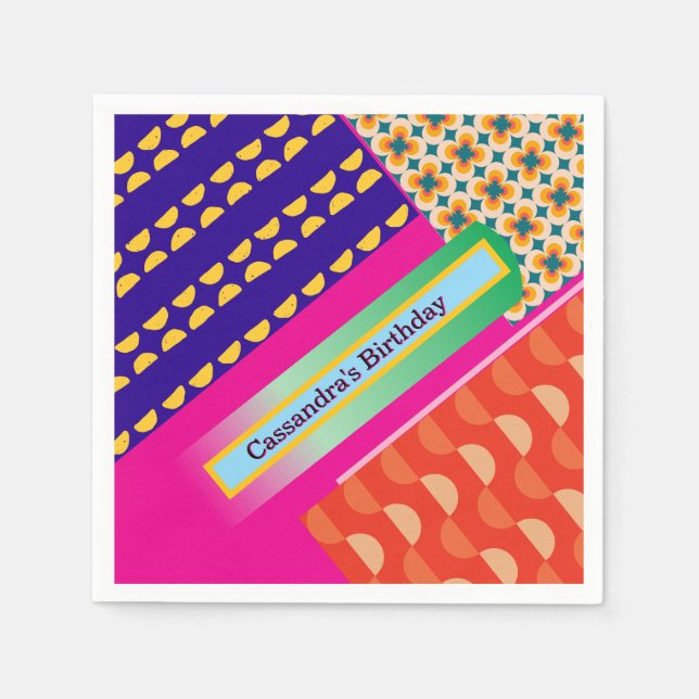 Maximalist Birthday Repeating Patterns Colourful  Napkin (Front)