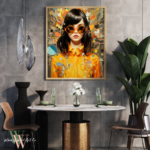 Maximalist Bold Colorful Woman Portrait Poster