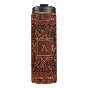 Maximalist Decor Monogrammed Vintage Rug Pattern Thermal Tumbler