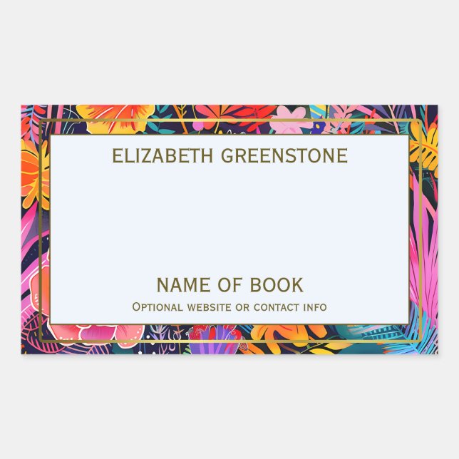 Maximalist Floral Author Signature Bookplate Sticker (Front)