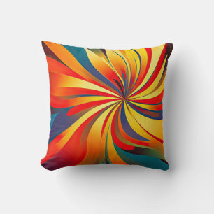 Maximalist Flower Wavy Design Throw Pillow