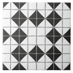 Maximalist Geometric Tile Pattern (Black & White)