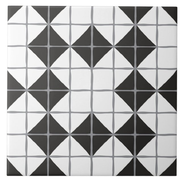 Maximalist Geometric Tile Pattern (Black & White) (Front)