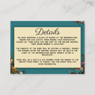 Maximalist Jewel Toned Wedding Detail Card