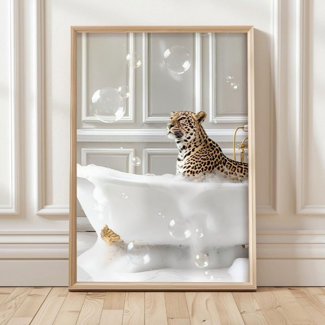 Maximalist Leopard in Bathtub Print, Leopard Poste Poster (Creator Uploaded)