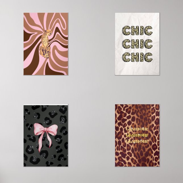 Maximalist Leopard Print Wall Art – 4-Piece Bold & (Front)