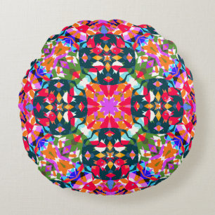 Maximalist Merry Christmas Modern Colourful Decor Round Pillow