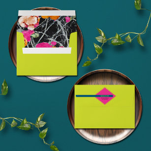Maximalist Modern Marbled Floral Neon Wedding Envelope