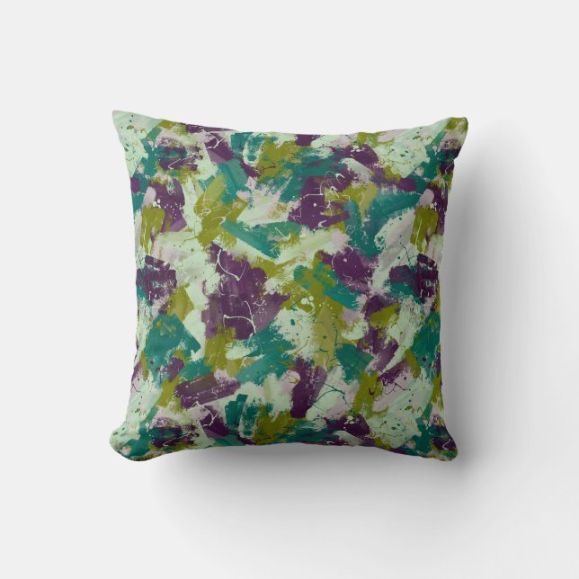 Maximalist Paint Splatters Throw Pillow (Front)