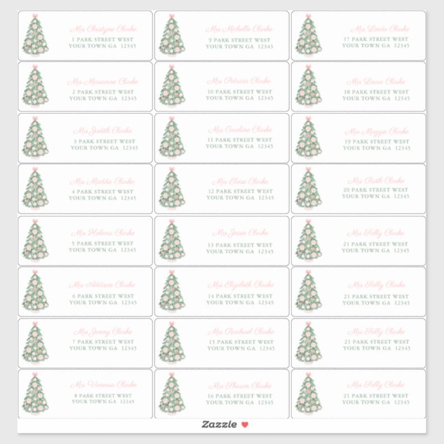Maximalist Pink Baubles Holidays Cards Address (Sheet)