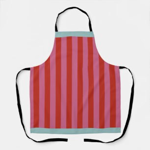Maximalist Pink & Red Stripe with Turquoise Border Apron
