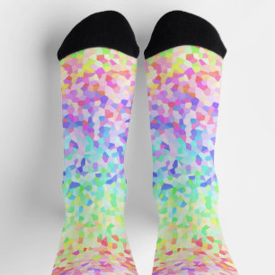 Maximalist Quirky Eclectic Colourful Rainbow Mosai Socks
