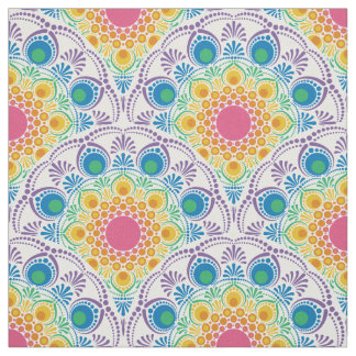 Maximalist Rainbow Floral Fountain Art Deco Scales Fabric