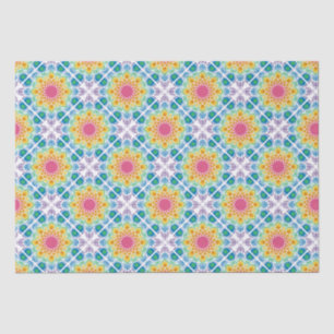 Maximalist Rainbow Floral Fountain Diamond Tile Tissue Paper