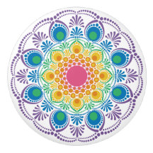 Maximalist Rainbow Floral Fountain Dot Mandala