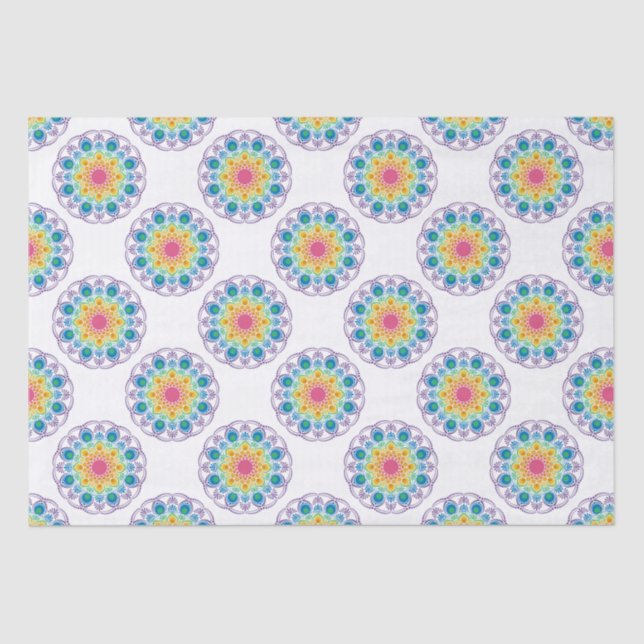 Maximalist Rainbow Floral Fountain Polka Dot Craft Tissue Paper (Front)