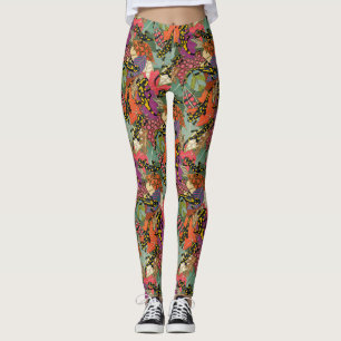 maximalist salamander forest leggings