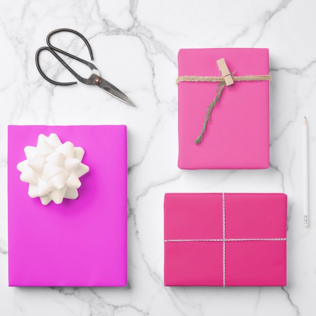 Maximalist Solid Bright Pink  Wrapping Paper Sheet (Front)