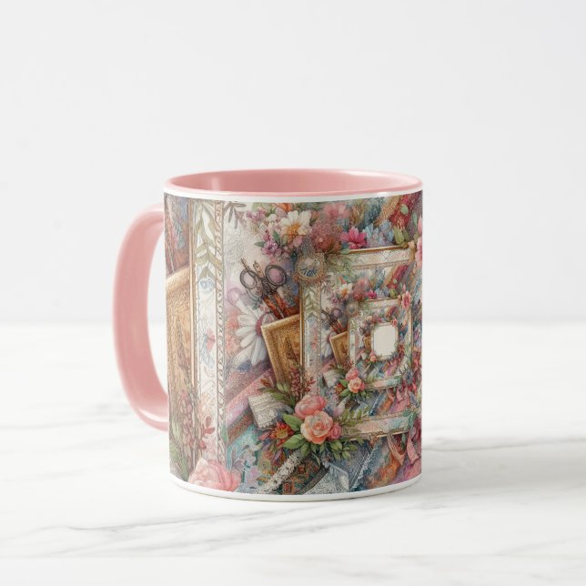 Maximalist Vintage Decoupage Mug (Front Left)
