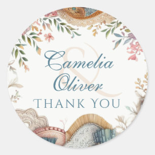 Maximalist Wedding Favour Gift Vintage Floral Classic Round Sticker