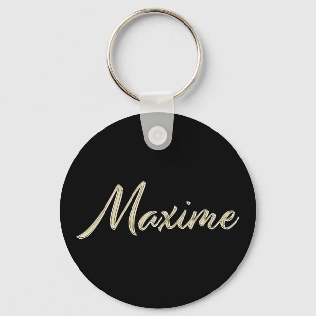 Maxime Name whitegold Button Schlüsselanhänger Keychain (Front)
