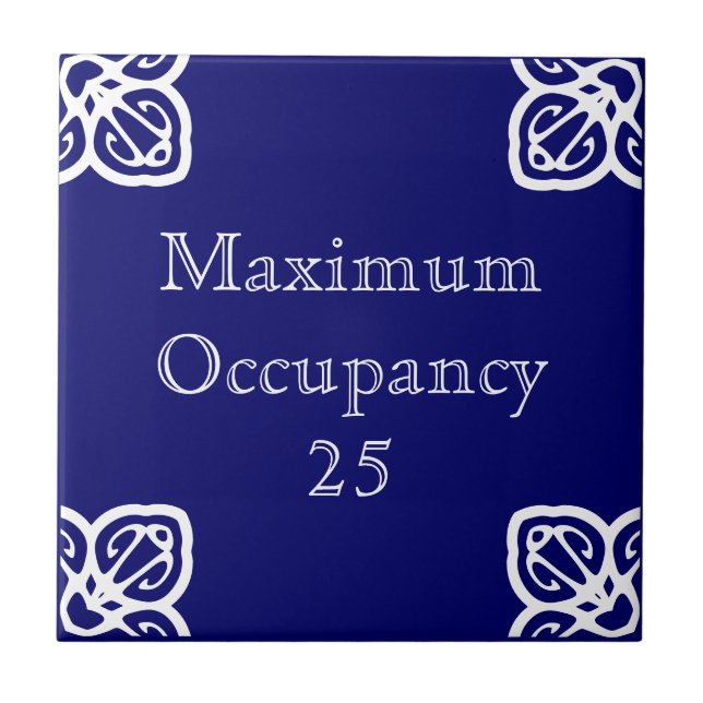 Maximum Occupancy - Spanish White on Blue Tile (Front)
