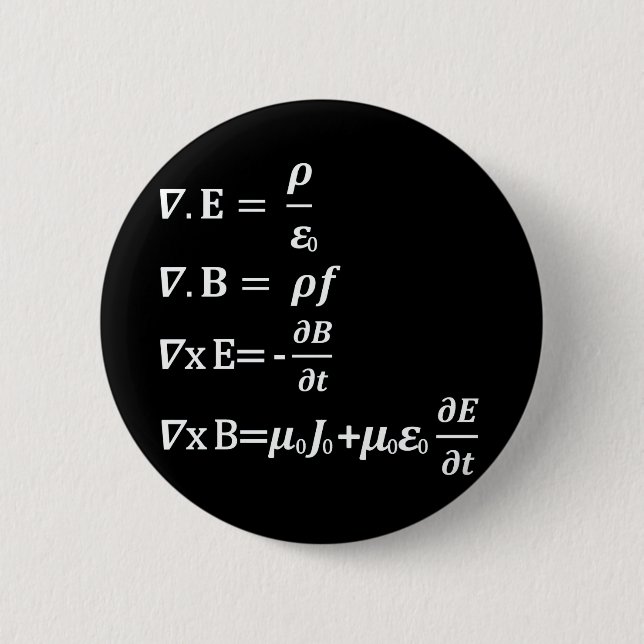maxwell physics equation 2 inch round button (Front)